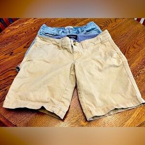 Lot 2 American Eagle Aeropostale Khaki Denim Size 0 XS Shorts Teen Tween School
